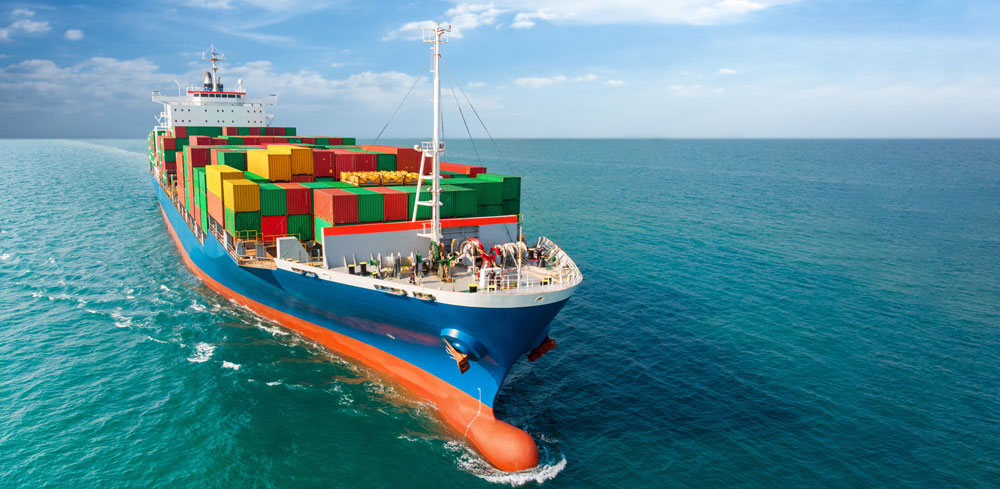 Container ship at sea