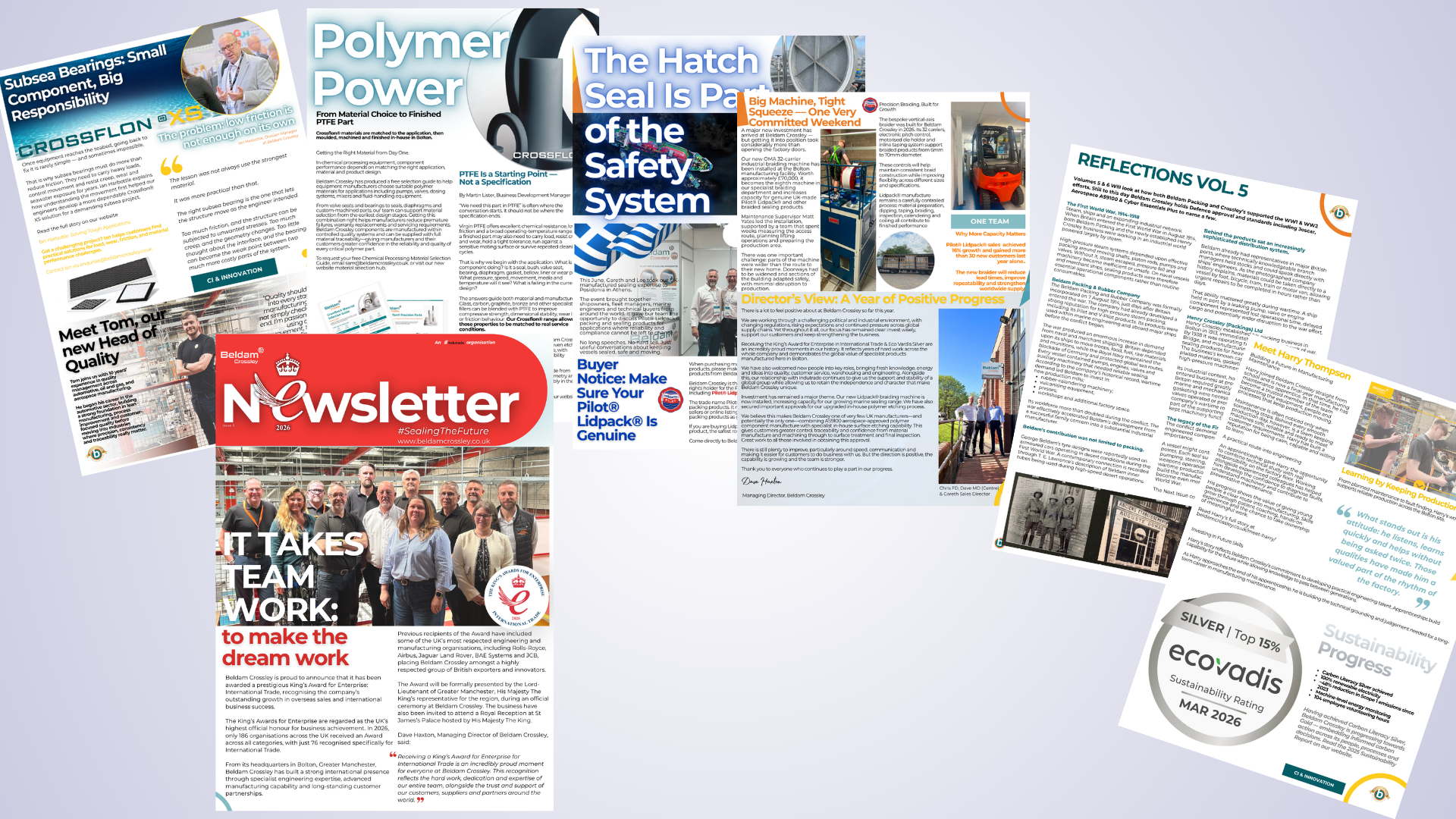 Beldam Crossley Newsletter Issue 5 featuring engineering, people, products and sustainability stories