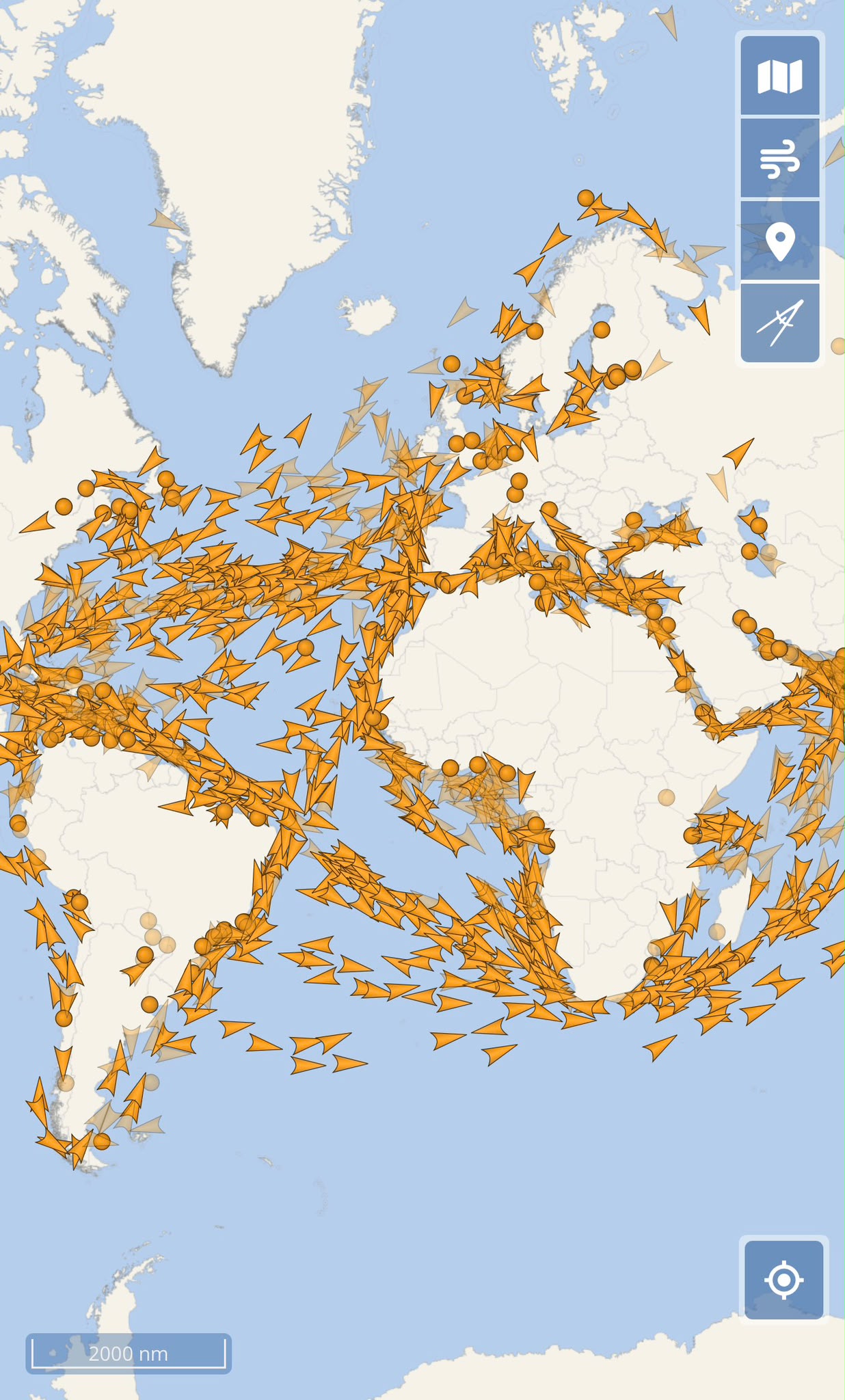 VesselFinder map showing tanker vessel positions around the world